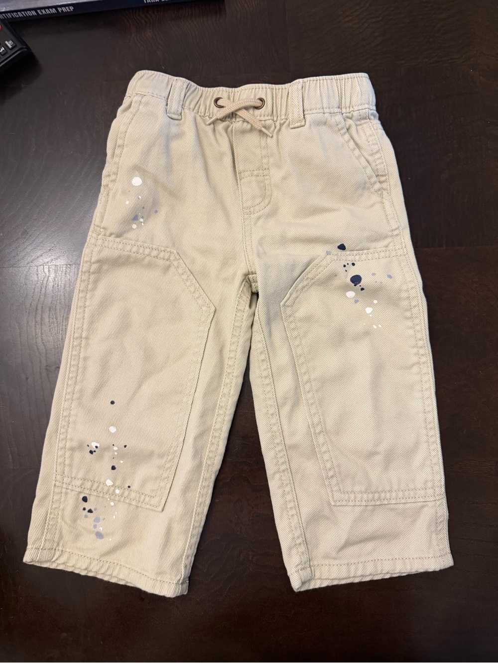OshKosh B'gosh Cream Utility Pants with Paint-Splash Accents